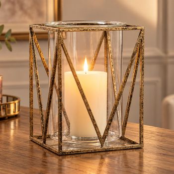 Set of 2 Solomon Antique Gold Metal Large Candle Holder