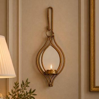 Set of 4 Ellie Gold Painted Candle Holder Mirrored Single Decor