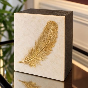 Set of 4 Feather Gold Small Box