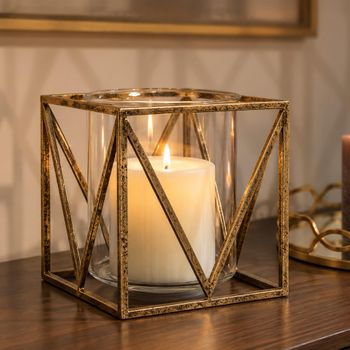 Set of 4 Solomon Antique Gold Metal Small Candle Holder