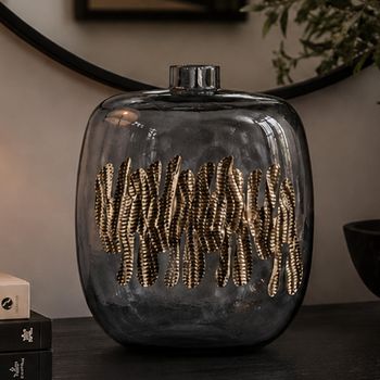 Taylor Smoked Glass Grey and Gold Large Bottle