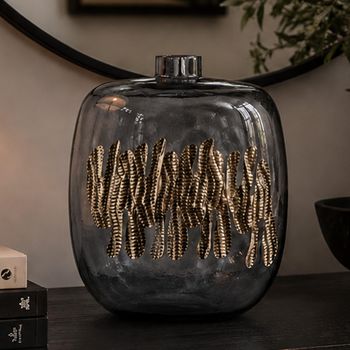 Taylor Smoked Glass Grey and Gold Small Bottle