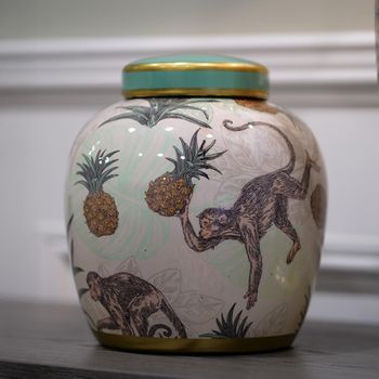 Umna Monkey and Pineapple Pattern Small Vase
