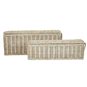 Set of 2 Argento Storage Basket Whitewash Rattan Decor