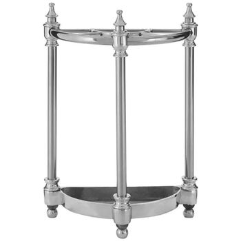 Arris Umbrella Stand Semi Circle Silver Polished Metal Decor