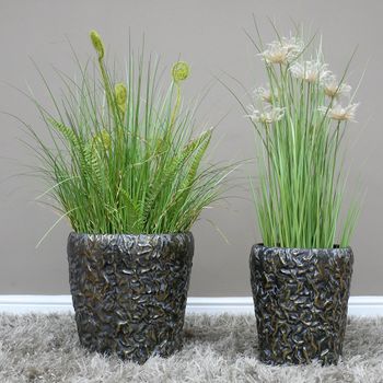Set of 2 Artificial Flowers Planters Brown