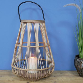 Set of 2 Brown Bamboo Lantern