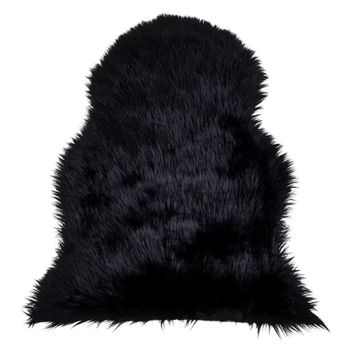 50cm Throw Black Faux Lambskin
