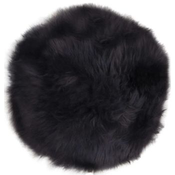 Black Real Lambskin Round Seat Cushion