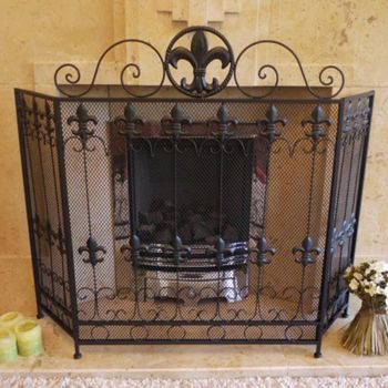 Set of 2 Black Metal Large Fire Screen