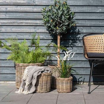 Set of 4 Bogor Brown Basket Round Kubu Rattan Decor