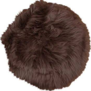 Brown Real Lambskin Round Seat Cushion