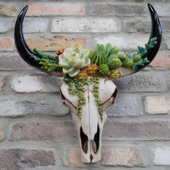 Set of 2 Bull Skull Wall Decoration Resin