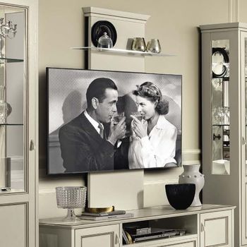 Giotto Italian Bianco Antico TV Wall Panel with Glass Shelf
