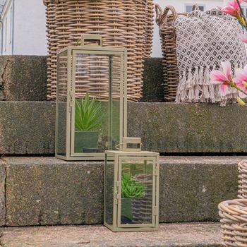 Set of 2 Corfu Green Steel Lantern