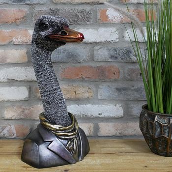 Set of 2 Emu Bust Grey Statue