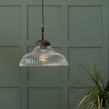 Fovant Fluted Glass Antique Bronze Pendant Light