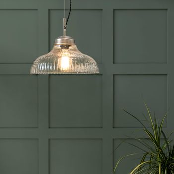 Fovant Fluted Glass Satin Nickel Pendant Light