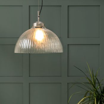 Fovant Satin Nickel Glass Large Pendant Light