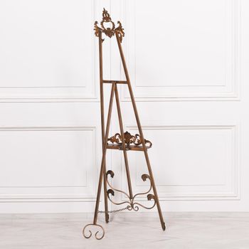 French Style Metal Easel Antiqued Gold Decor