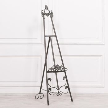 French Style Metal Easel Antiqued Silver Decor