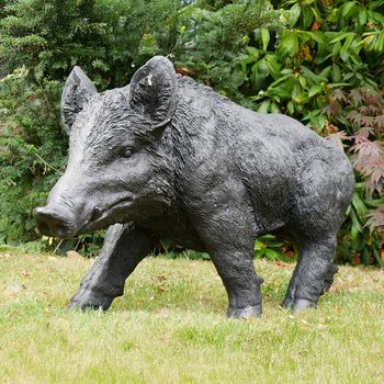 Grey Large Boar Garden Statue