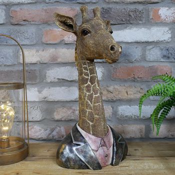 Giraffe Bust Brown Statue