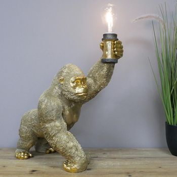 Gold Gorilla Resin Light Stand