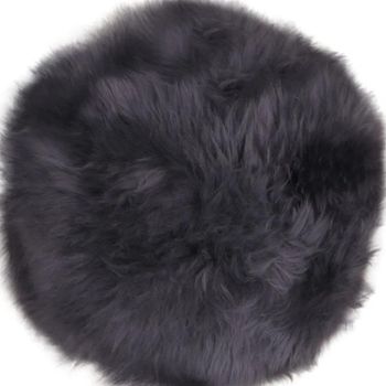 Grey Real Lambskin Round Seat Cushion