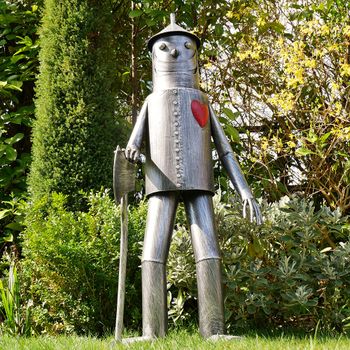 Grey Metal Large Tin Man Statue with Heart