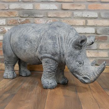 Grey Rhino Resin Statue