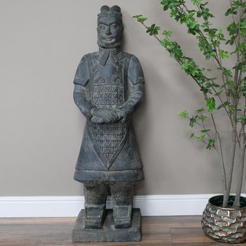 Grey Warrior Statue Standing Resin