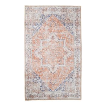Havana Orange and Blue Chenille Fabric Rug - 300cm x 200cm