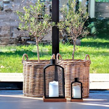 Set of 2 Indo Brown Basket Kubu Rattan Decor