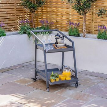 Grey Aluminium Garden 2 Tier Trolley