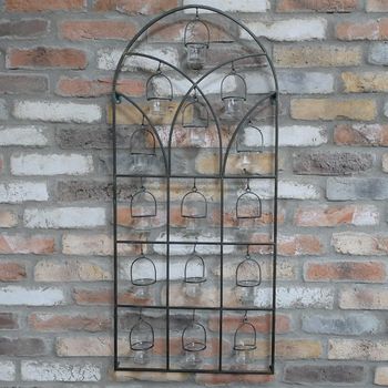 Set of 2 Candle Holder Wall Decoration Metal Grey