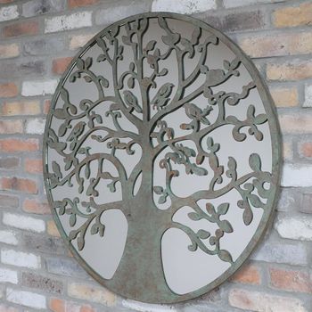 Metal Tree Large Round Mirror