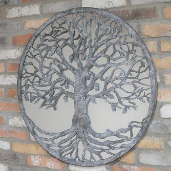 Set of 2 Tree Metal Round Mirror
