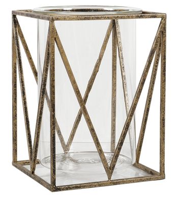 Set of 2 Solomon Antique Gold Metal Large Candle Holder