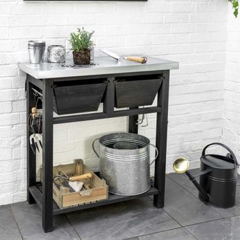 Moreton Outdoor Black Potting 2 Drawer Storage Unit Spruce