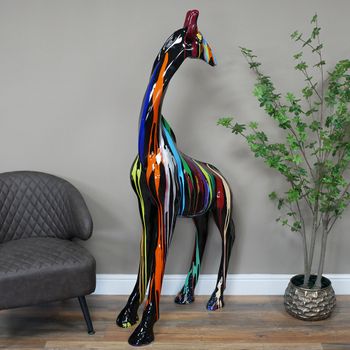 Multi-Coloured Resin Small Giraffe Statue