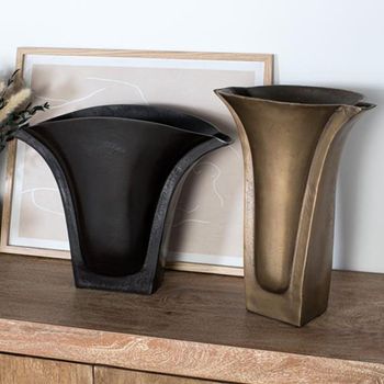 Set of 2 Nola Vase Floral Bronze and Brass Metal
