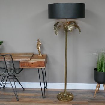 Palm Tree Large Standing Lamp with Black Shade