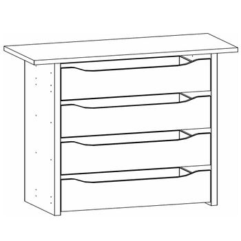 For Sliding 4 Drawer 112.5cm Width Wardrobe Orange Compartment Interior