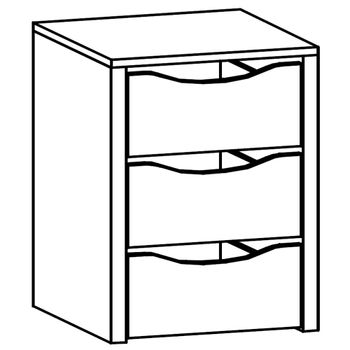 Orange Compartment Interior 3 Drawer 45cm Width Decor