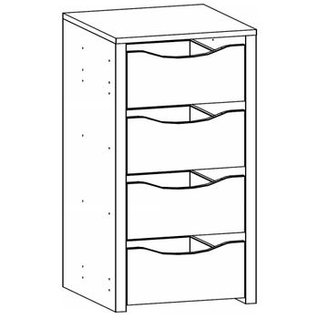 For Sliding 4 Drawer 45cm Width Wardrobe Orange Compartment Interior