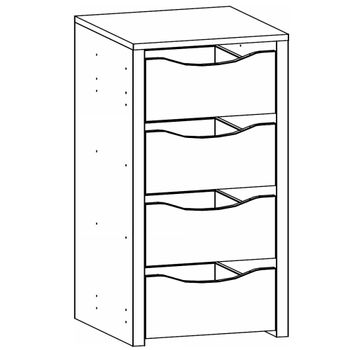 Orange Compartment Interior 4 Drawer 45cm Width Decor