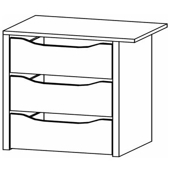 For Sliding 3 Drawer 67.5cm Width Wardrobe Orange Compartment Interior