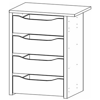 For Sliding 4 Drawer 67.5cm Width Wardrobe Orange Compartment Interior