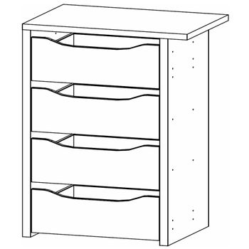 Orange Compartment Interior 4 Drawer 67.5cm Width Decor